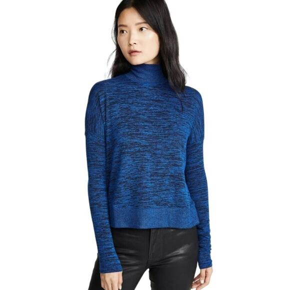 Rag & Bone Women’s Jane Slim Turtleneck Sweater Blue Paradise Size XS Split Hem - Picture 1 of 7